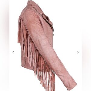 Mauritius Authentic Pink Leather Fringe Jacket